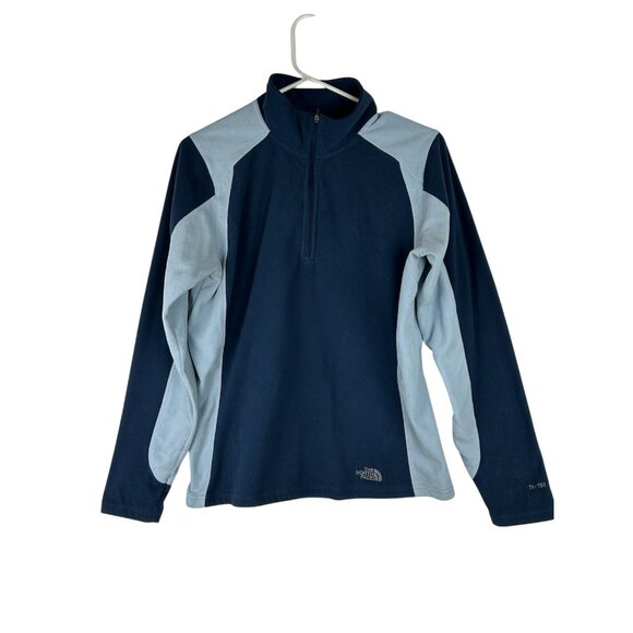 The North Face Tops - The North Face Womens Large  1/4 Zip Fleece TKA 100 Pullover Navy and Light Blue